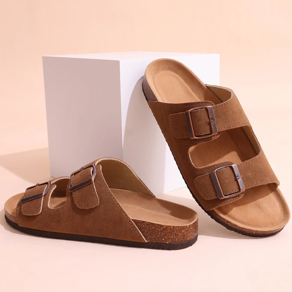 Comwarm Sandali classici in sughero per donna Uomo Moda Morbida suola spessa Pantofole in sughero Sandali da spiaggia estivi Sandali piatti open toe per la casa