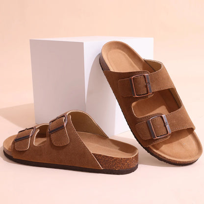 Comwarm Sandali classici in sughero per donna Uomo Moda Morbida suola spessa Pantofole in sughero Sandali da spiaggia estivi Sandali piatti open toe per la casa