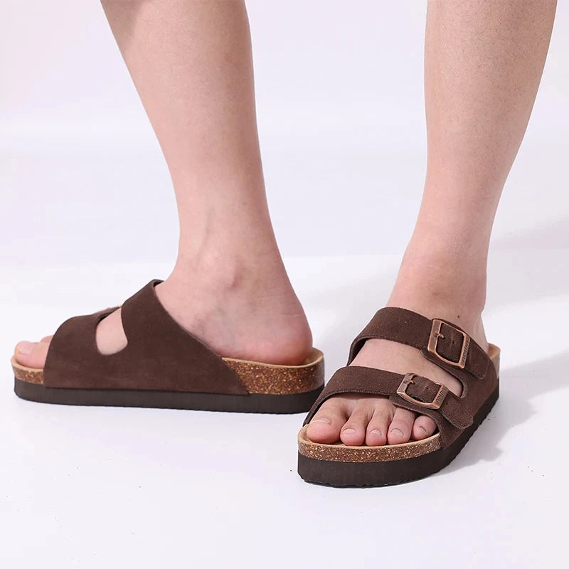 Comwarm Sandali classici in sughero per donna Uomo Moda Morbida suola spessa Pantofole in sughero Sandali da spiaggia estivi Sandali piatti open toe per la casa
