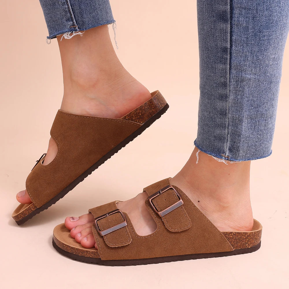 Comwarm Sandali classici in sughero per donna Uomo Moda Morbida suola spessa Pantofole in sughero Sandali da spiaggia estivi Sandali piatti open toe per la casa