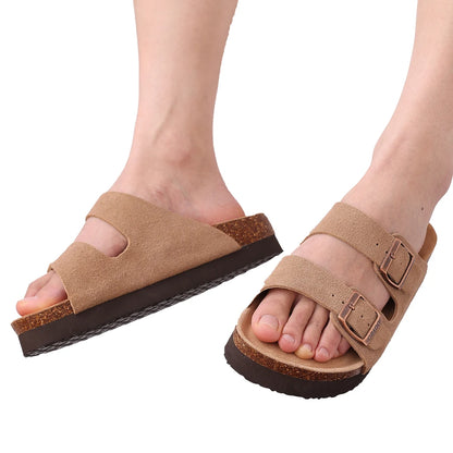 Comwarm Sandali classici in sughero per donna Uomo Moda Morbida suola spessa Pantofole in sughero Sandali da spiaggia estivi Sandali piatti open toe per la casa