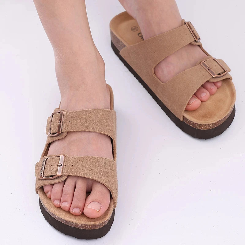 Comwarm Sandali classici in sughero per donna Uomo Moda Morbida suola spessa Pantofole in sughero Sandali da spiaggia estivi Sandali piatti open toe per la casa