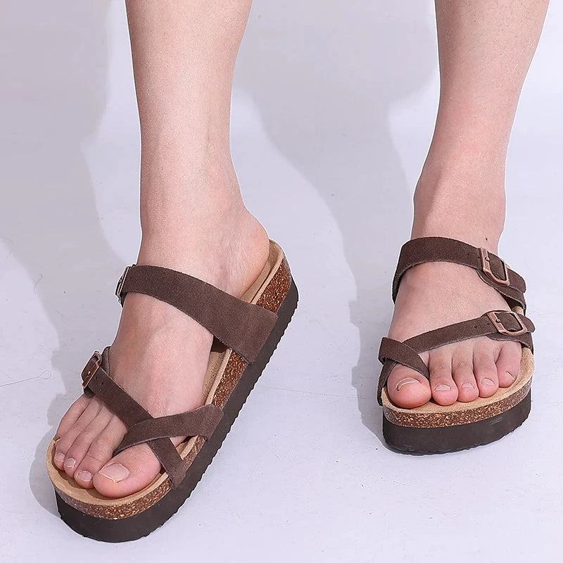 Comwarm Sandali classici in sughero per donna Uomo Moda Morbida suola spessa Pantofole in sughero Sandali da spiaggia estivi Sandali piatti open toe per la casa