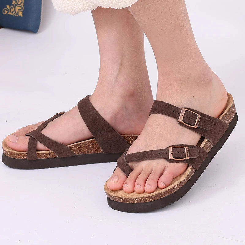 Comwarm Sandali classici in sughero per donna Uomo Moda Morbida suola spessa Pantofole in sughero Sandali da spiaggia estivi Sandali piatti open toe per la casa