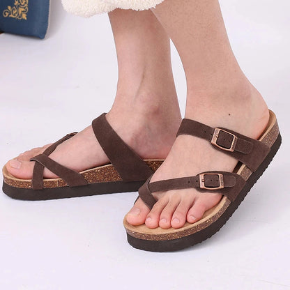 Comwarm Sandali classici in sughero per donna Uomo Moda Morbida suola spessa Pantofole in sughero Sandali da spiaggia estivi Sandali piatti open toe per la casa