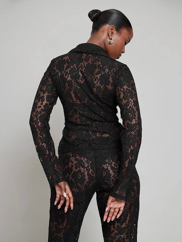Minuit — Completo Due Pezzi Donna in Pizzo Jacquard | Outfit Serata Elegante