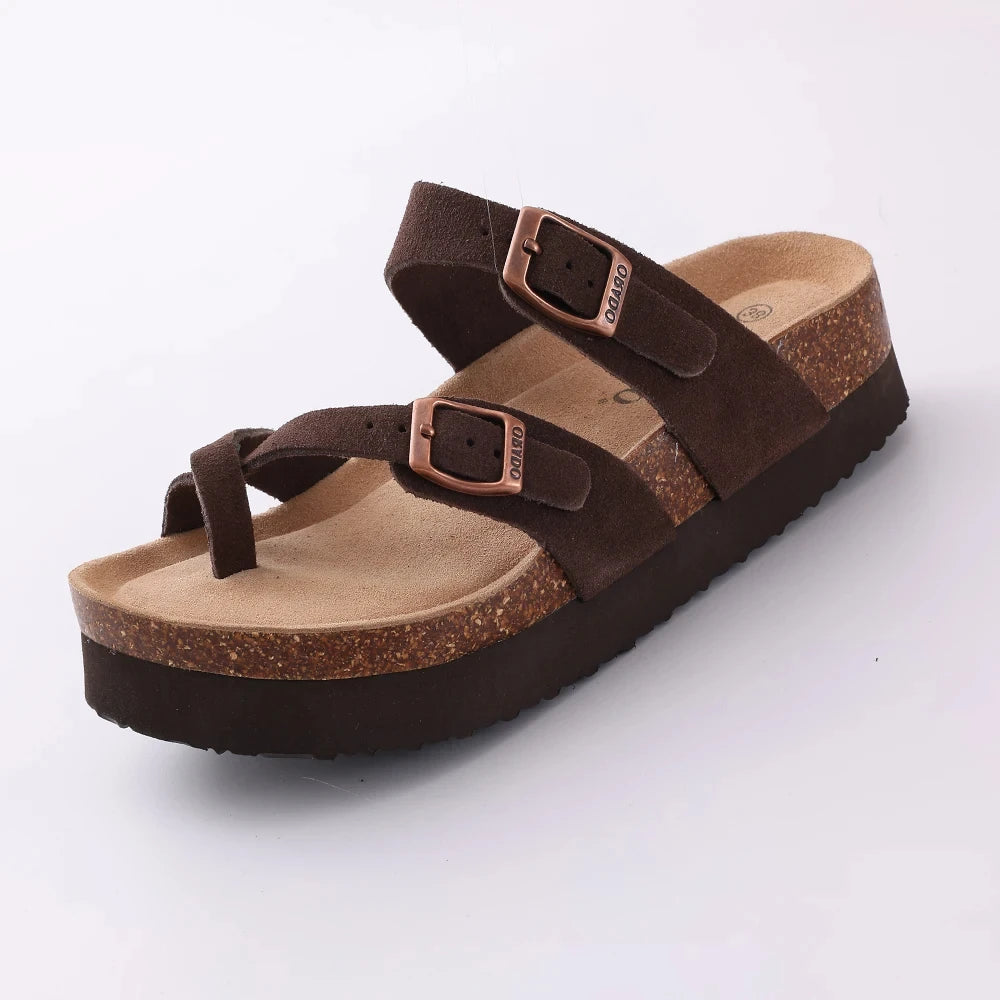 Comwarm Sandali classici in sughero per donna Uomo Moda Morbida suola spessa Pantofole in sughero Sandali da spiaggia estivi Sandali piatti open toe per la casa