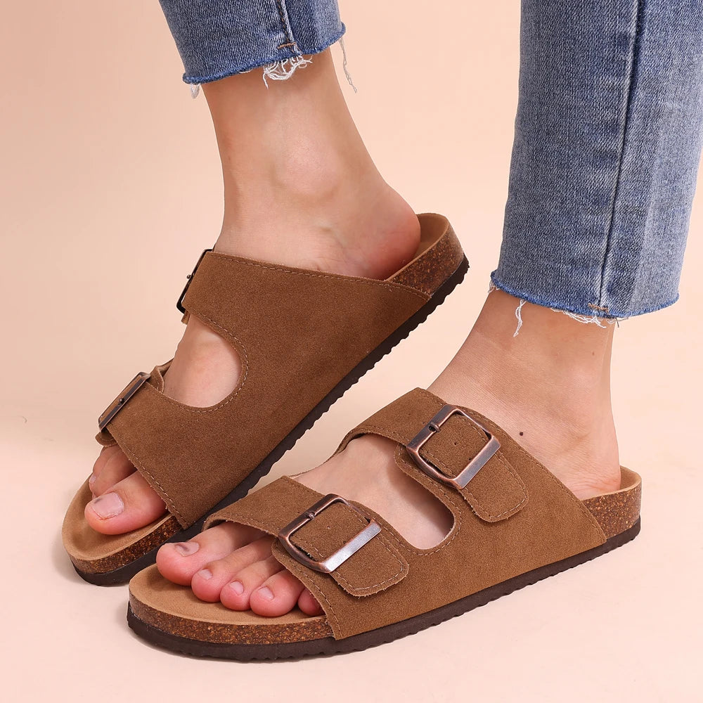 Comwarm Sandali classici in sughero per donna Uomo Moda Morbida suola spessa Pantofole in sughero Sandali da spiaggia estivi Sandali piatti open toe per la casa