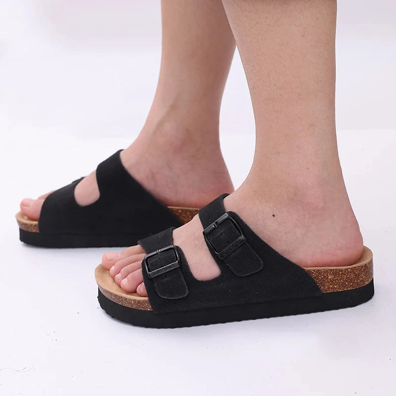 Comwarm Sandali classici in sughero per donna Uomo Moda Morbida suola spessa Pantofole in sughero Sandali da spiaggia estivi Sandali piatti open toe per la casa