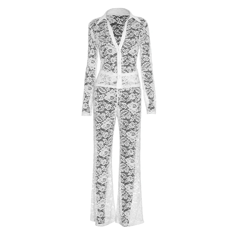 Minuit — Completo Due Pezzi Donna in Pizzo Jacquard | Outfit Serata Elegante