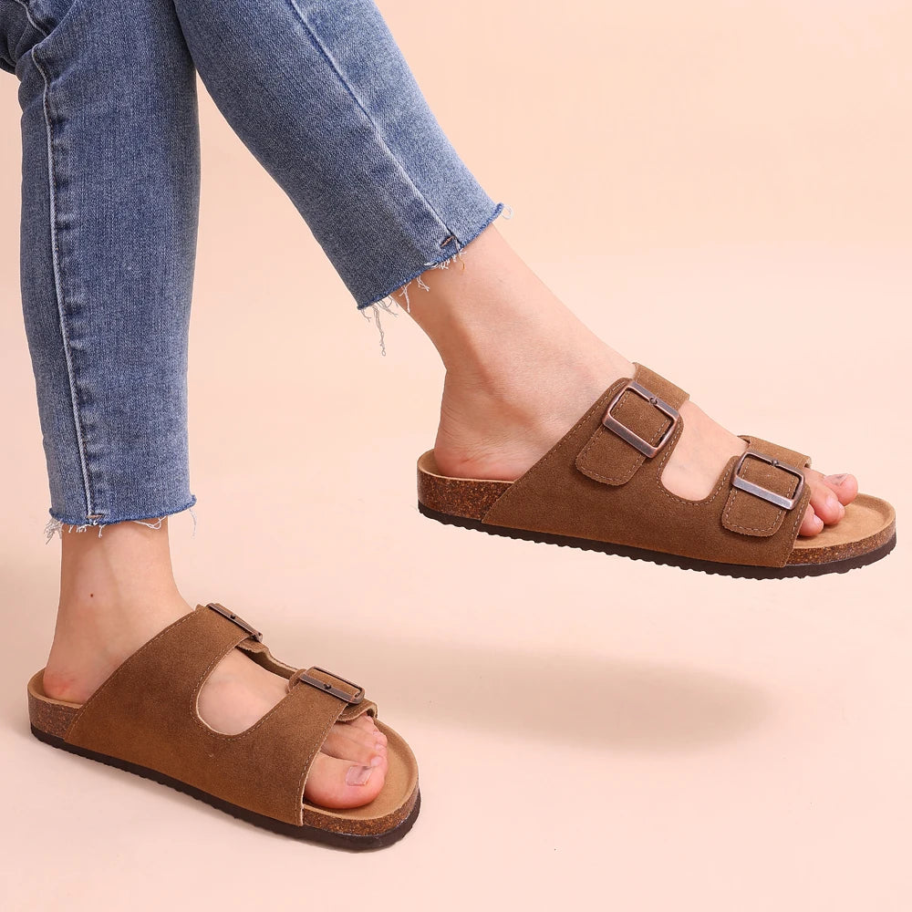 Comwarm Sandali classici in sughero per donna Uomo Moda Morbida suola spessa Pantofole in sughero Sandali da spiaggia estivi Sandali piatti open toe per la casa