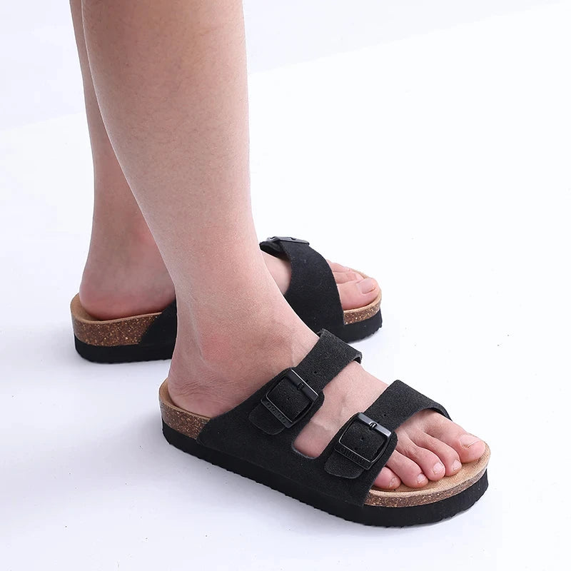Comwarm Sandali classici in sughero per donna Uomo Moda Morbida suola spessa Pantofole in sughero Sandali da spiaggia estivi Sandali piatti open toe per la casa