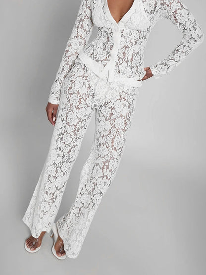 Minuit — Completo Due Pezzi Donna in Pizzo Jacquard | Outfit Serata Elegante