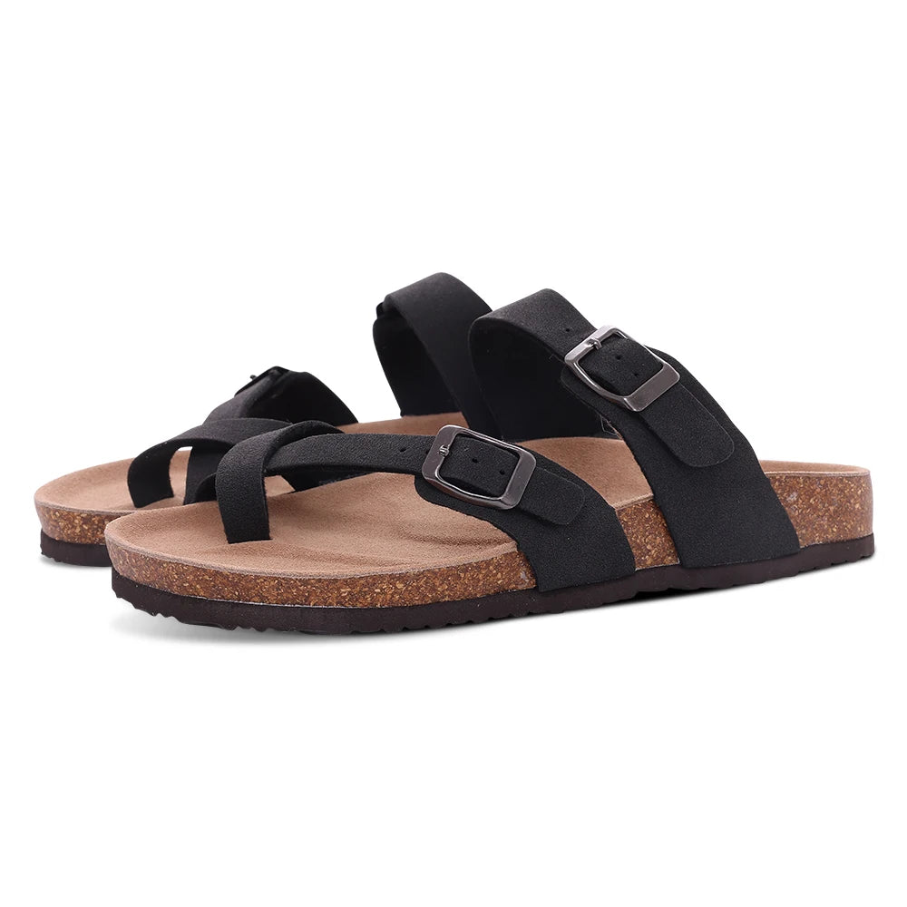 Comwarm Sandali classici in sughero per donna Uomo Moda Morbida suola spessa Pantofole in sughero Sandali da spiaggia estivi Sandali piatti open toe per la casa