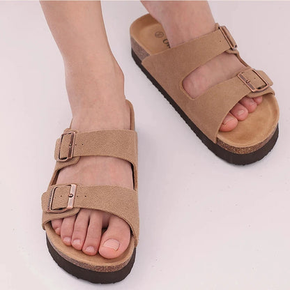 Comwarm Sandali classici in sughero per donna Uomo Moda Morbida suola spessa Pantofole in sughero Sandali da spiaggia estivi Sandali piatti open toe per la casa