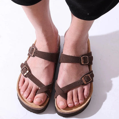 Comwarm Sandali classici in sughero per donna Uomo Moda Morbida suola spessa Pantofole in sughero Sandali da spiaggia estivi Sandali piatti open toe per la casa