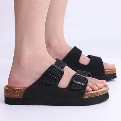 Comwarm Sandali classici in sughero per donna Uomo Moda Morbida suola spessa Pantofole in sughero Sandali da spiaggia estivi Sandali piatti open toe per la casa
